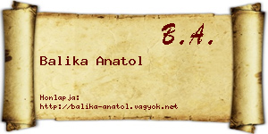 Balika Anatol névjegykártya